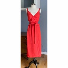 Everlane The Japanese GoWeave Tank Wrap Dress Orange Sleeveless Midi Sz 0