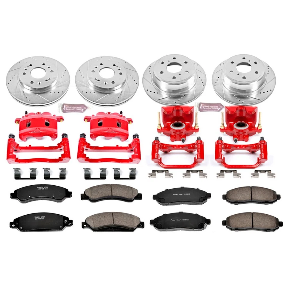 KC2068 Powerstop 4-Wheel Set Brake Kit With Calipers Front & Rear for Chevy GMC Foto 4 de 4