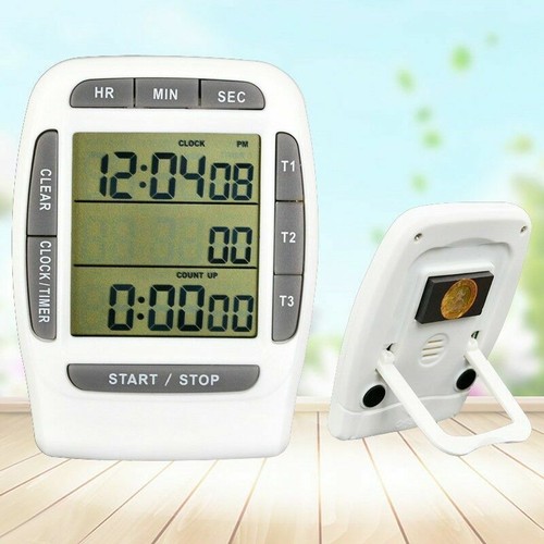 LCD Digital Multi-Channel Timer Clock Countdown Laboratory 3 Channel 99 Hours - Picture 3 of 5