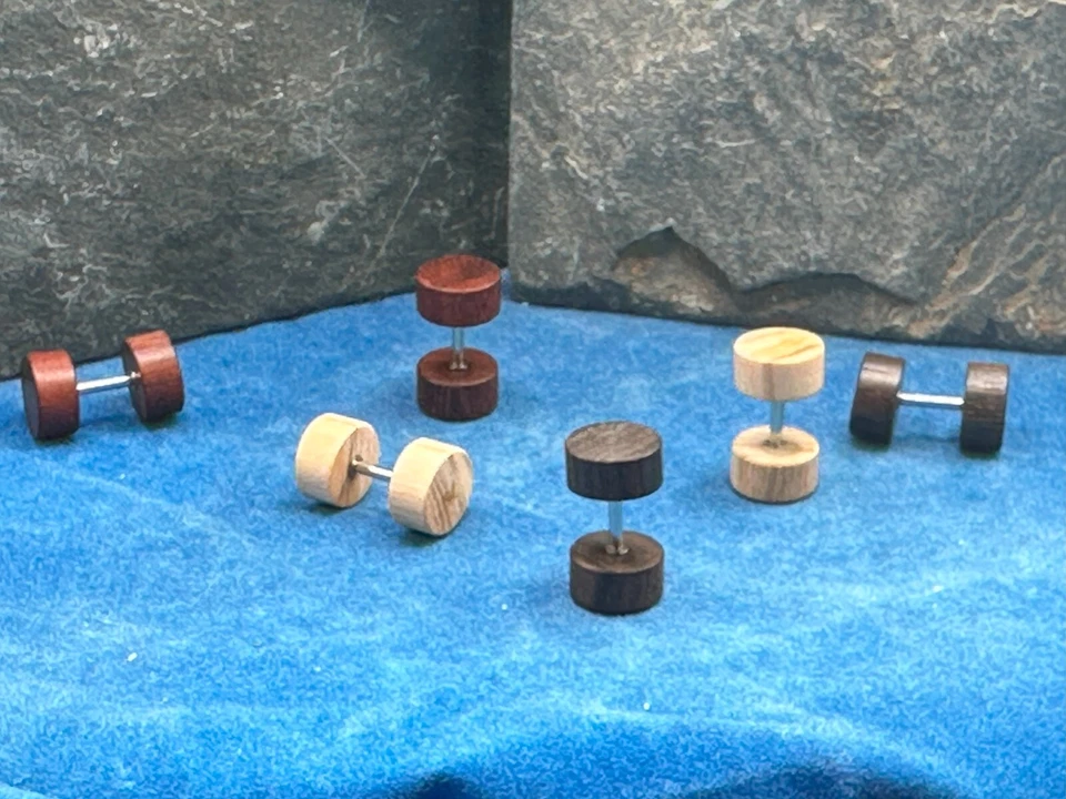 3 pares de pendientes de madera tramposo ilusión enchufe calibre 16 barra calibre 00 cara E564 Foto 3 de 4