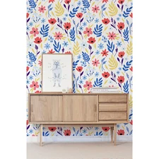 Cold Flowers Floral Wallpaper white mural Self Adhesive Peel & Stick