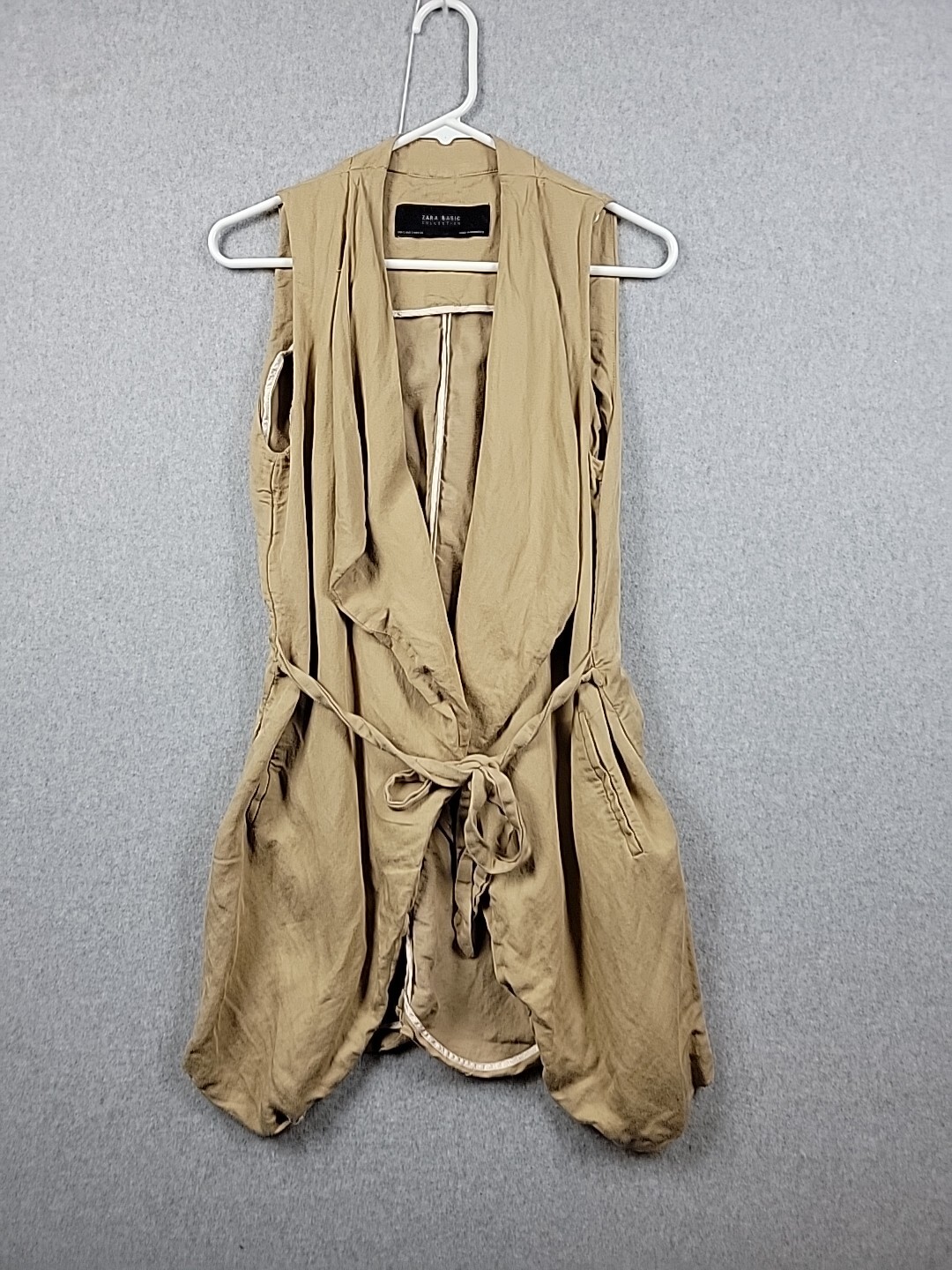 Zara Basic Collection Linen Blend Belted Brown La… - image 1