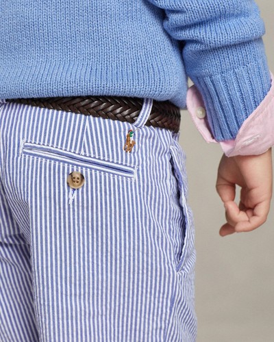 Polo Ralph Lauren Seersucker Shorts Stretch Blue/White Classic Fit Size 4 / 4T - Picture 5 of 6