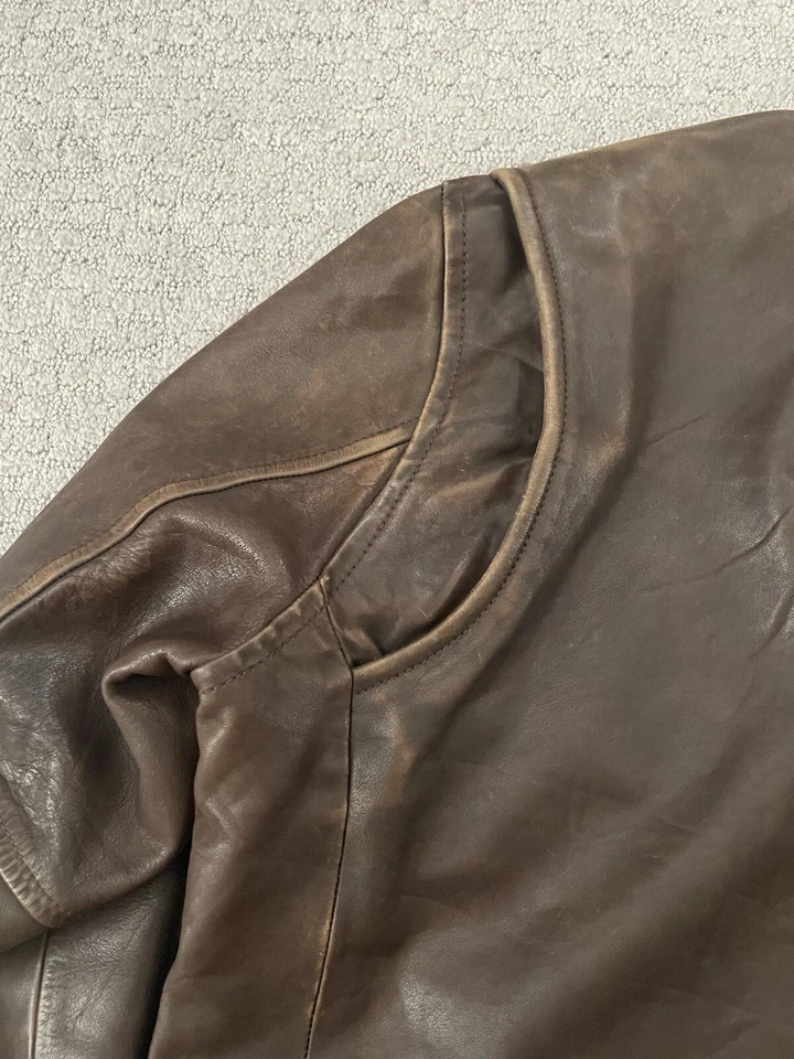 Ezra Fitch Cafe Racer Leather Jacket Size Large - Image 4 of 4