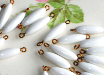 #817 Vintage Connectors White Shabby Atomic Eames Chic Dangle Connector Rice NOS