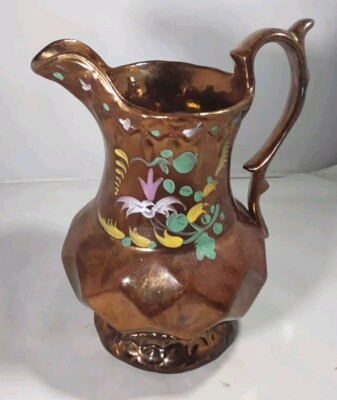ANTIKER VINTAGE ALLERTONS HANDBEMALTER GLANZ KUPFER WARE KRUG KRUG 18,5 cm 