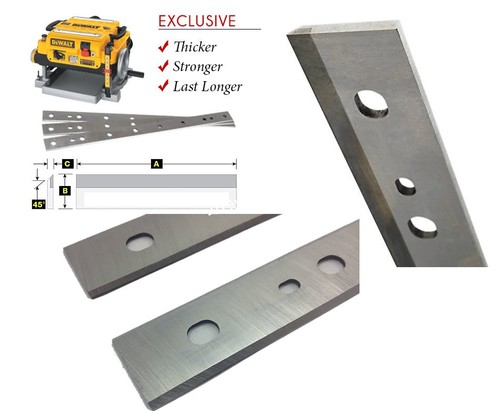 Dewalt 12-1/2" HSS Planer Knives for Dewalt DW734 replaces DW7342 - Set of 3 - Picture 3 of 6