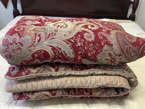 Croscill Embroidered Mystique Floral & Paisley Red King Comforter and King Shams - Picture 11 of 13