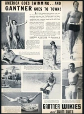 1937 Buster Crabbe photo Gantner Wikies men's women's swimsuit vintage print ad