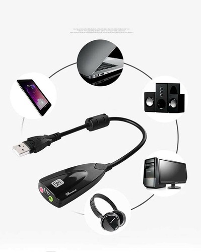 USB External Audio Converter Sound Card Adapter for 3.5mm Headphone & Microphone - Picture 2 of 2