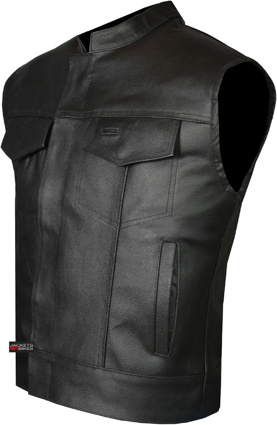 SOA Men’S Leather Biker Vest – Club Style Motorcycle Vest W/Concealed Carry Pock