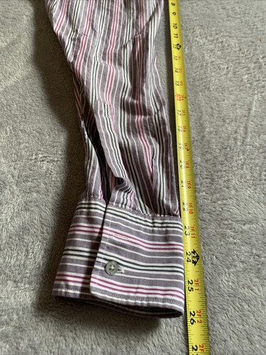 Camisa Hugo Boss Abotonada Calce Regular Para Hombres 2XL XXL Rayas Púrpura Diseñador - Imagen 10 de 11
