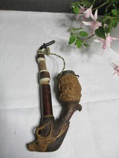 Antike Holzpfeife Schnitzarbeit Jagd Pfeife 3-teilig Rehbock Hirschgeweih