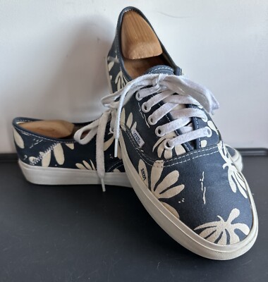 VANS Canvas Palm Leaf Print Shoes Blue Navy White Mens Size