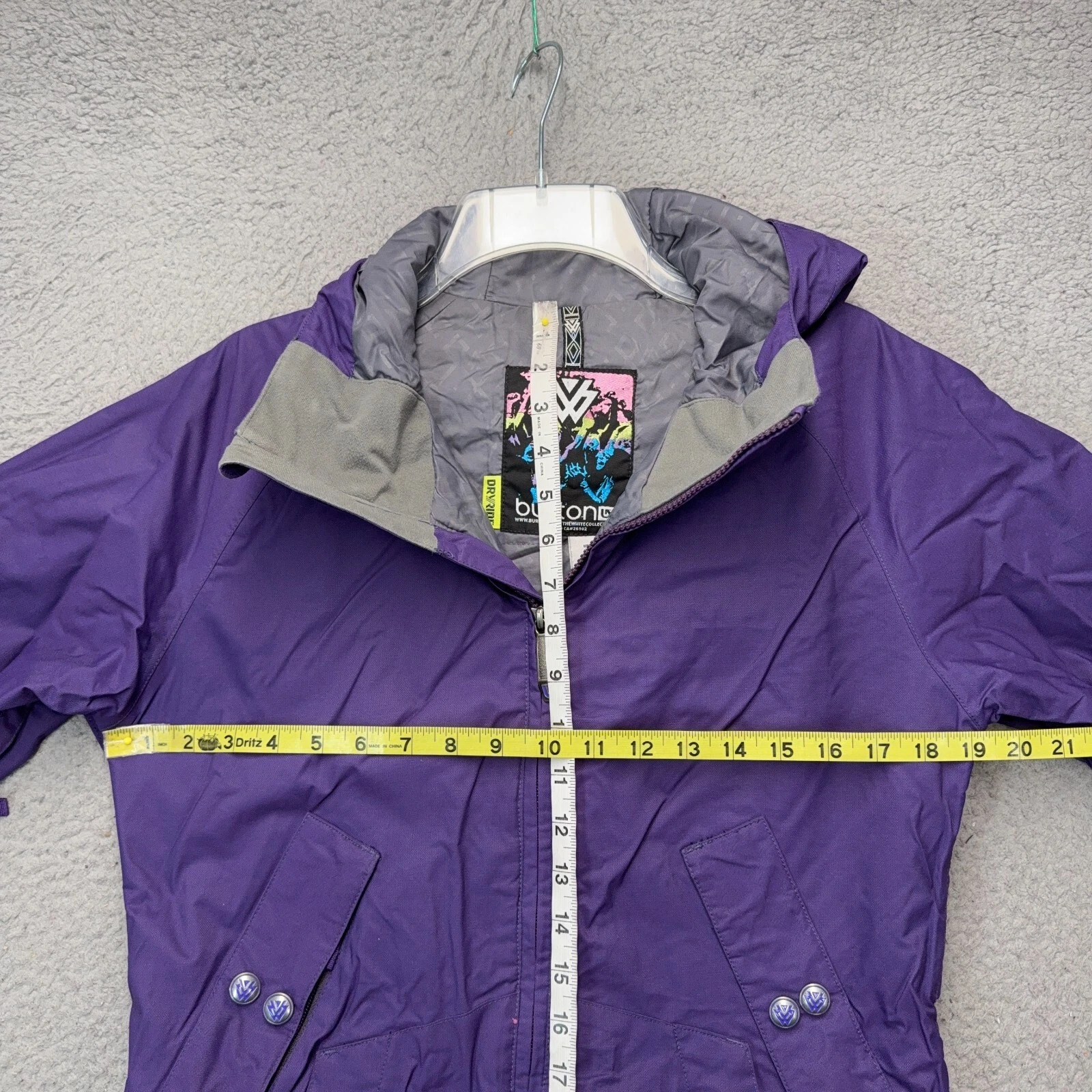 burton the white collection dryride hooded jacket