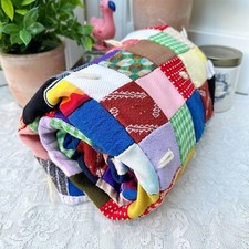 Vintage Patchwork Baby Quilt Polyester Crib Throw 33  X 38  