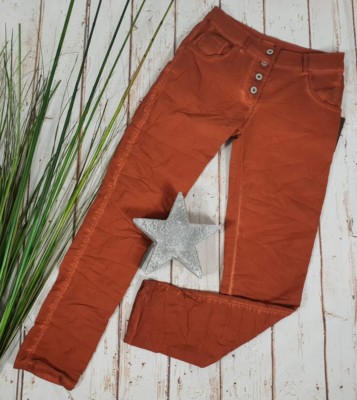 NEU Y&Y ITALY LEICHTE JEANS HOSE STRECH PANTS 4 BUTTONS WASHED TERRAC M 36 38