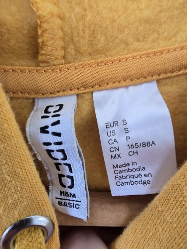 H&M Divided Cropped Drawstring Hoodie Mustard Yellow Women's Size S - Picture 7 of 8