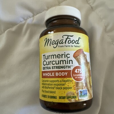 MegaFood Turmeric Curcumin Extra Strength Whole Body 60 Tablets EXP Aug 2025