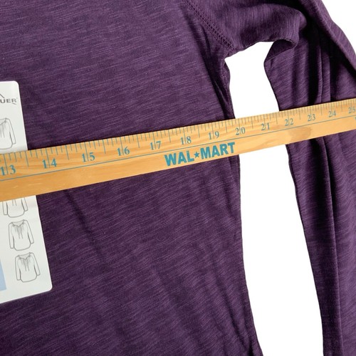 NEW Eddie Bauer Wonen’s Lg. Shirt Purple Long Sleeve Pin tuck Yoke Round Neck - Picture 3 of 8