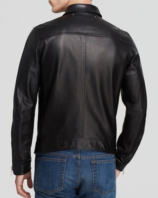 Leather jacket ブラック　XL Men's Leather biker jacket with embossed logo | Black | Diesel