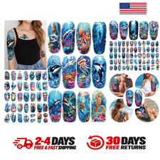Temporary Tattoos 77 Sheets Ocean Beach Design Waterproof Realistic Sea Life for