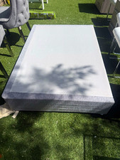 Grey Upholstered Fabric Single Divan Base Bed Frame on Legs Box-Spring