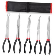 5Pcs 11" Extra Long Needle Nose Pliers Set - Straight, Bent
