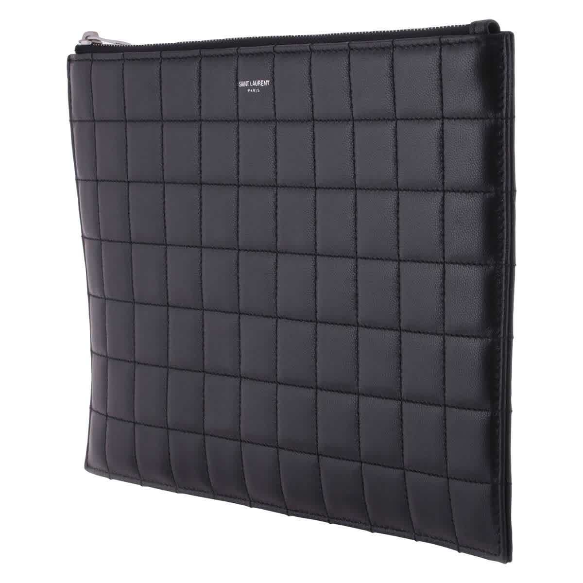Saint Laurent Quilted Leather Logo Pouch 760708 AAB8V 1000 | eBay