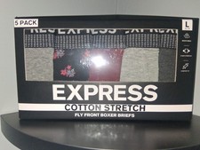 Express 5-Pack Cotton Stretch Fly Front Boxer Briefs - Size: Large 36-38 