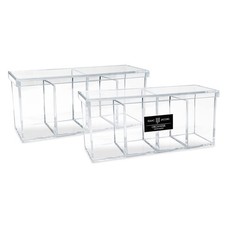 2-Pack 4-Compartment Clear Acrylic Organizers with Lid 9  L x 3  W x 4  H , ...