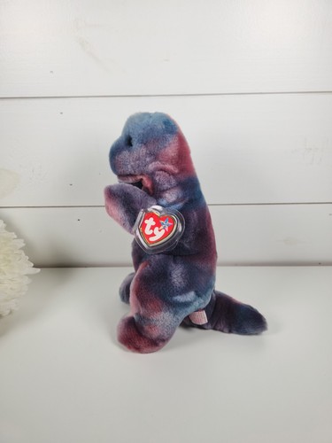 1999 TY Beanie Baby REX Dinosaur 11" Blue/Purple Tie Dye Plush NWT - Picture 2 of 9