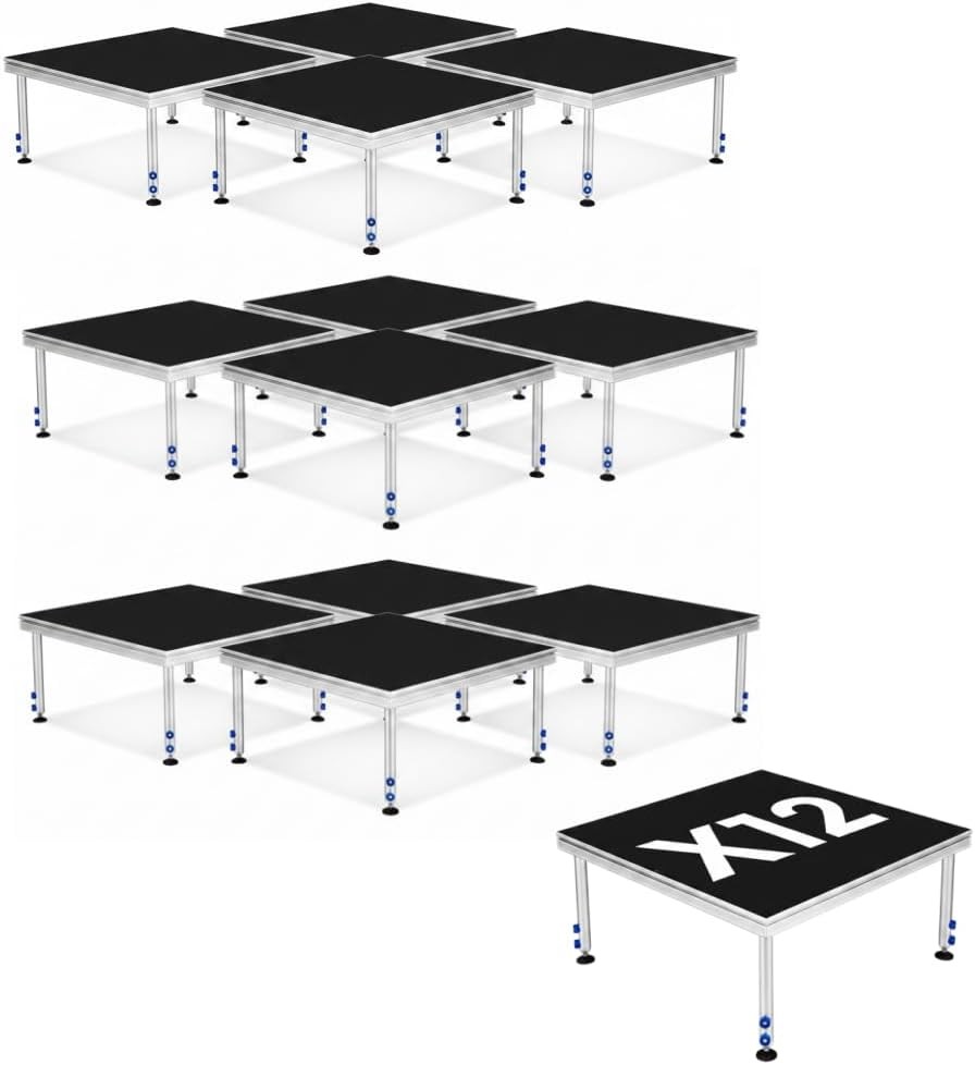 Portable Stage Platform 4x4(12PC) DIY Stage Platform Portable Stage Riser 24-40"