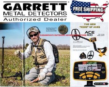GARRETT ACE 400 METAL DETECTOR, WATERPROOF COIL, NEW FREE SHIPPING TO USA ONLY 