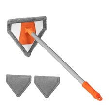  Windshield Interior Cleaner Tool - Auto Glass Wash Brush with 2 Washable and 