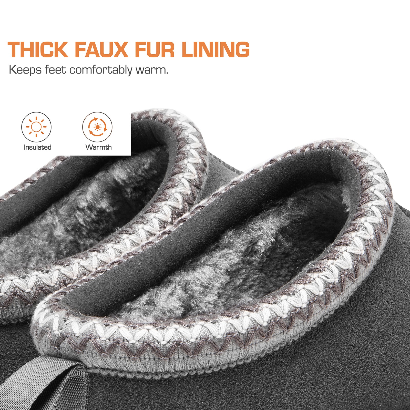 Mens Fuzzy Cozy Slippers Genuine Suede Leather Fluffy Home Memory Foam Slippers