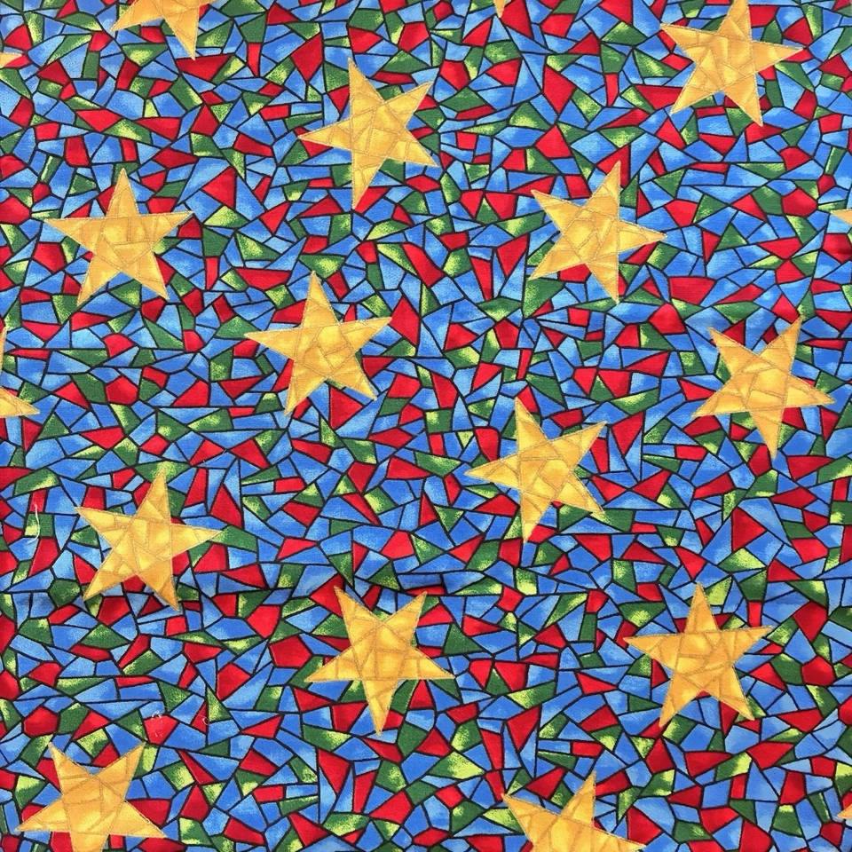 Gold Stars Stained Glass VIP by Cranston Holiday Quilting Cotton Fabric 27"X44" - Image 2 of 4