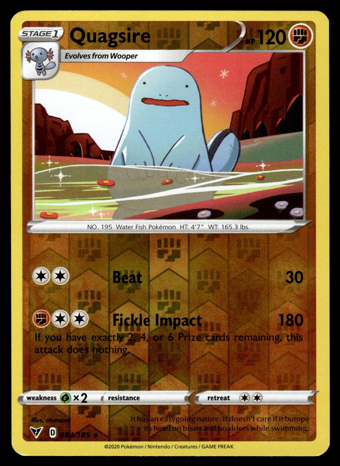 Quagsire 084/185 Rare Vivid Voltage Pokemon Reverse Holo Near Mint