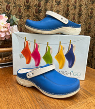 Nursing Care WASH'GO Ulani Women's Blue Leather Clog Slip On EU37 UK4