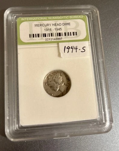 Slabbed 1944 S Mercury Dime VG To Fine 90% Silver 10c US Coin Collectible