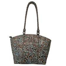 Patricia Nash Stunning Stella Turquoise Tooled Leather Shoulder Bag