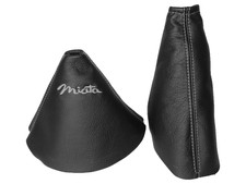 Schaltsack & Handbremsmanchette Fur Mazda MX5 MK3 09-13 Leder "Miata" Grau