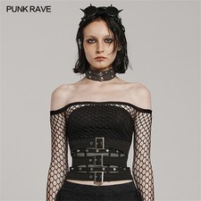 PUNK RAVE Women Black Retro Handsome Corset  Adjustable Drawstring Corset