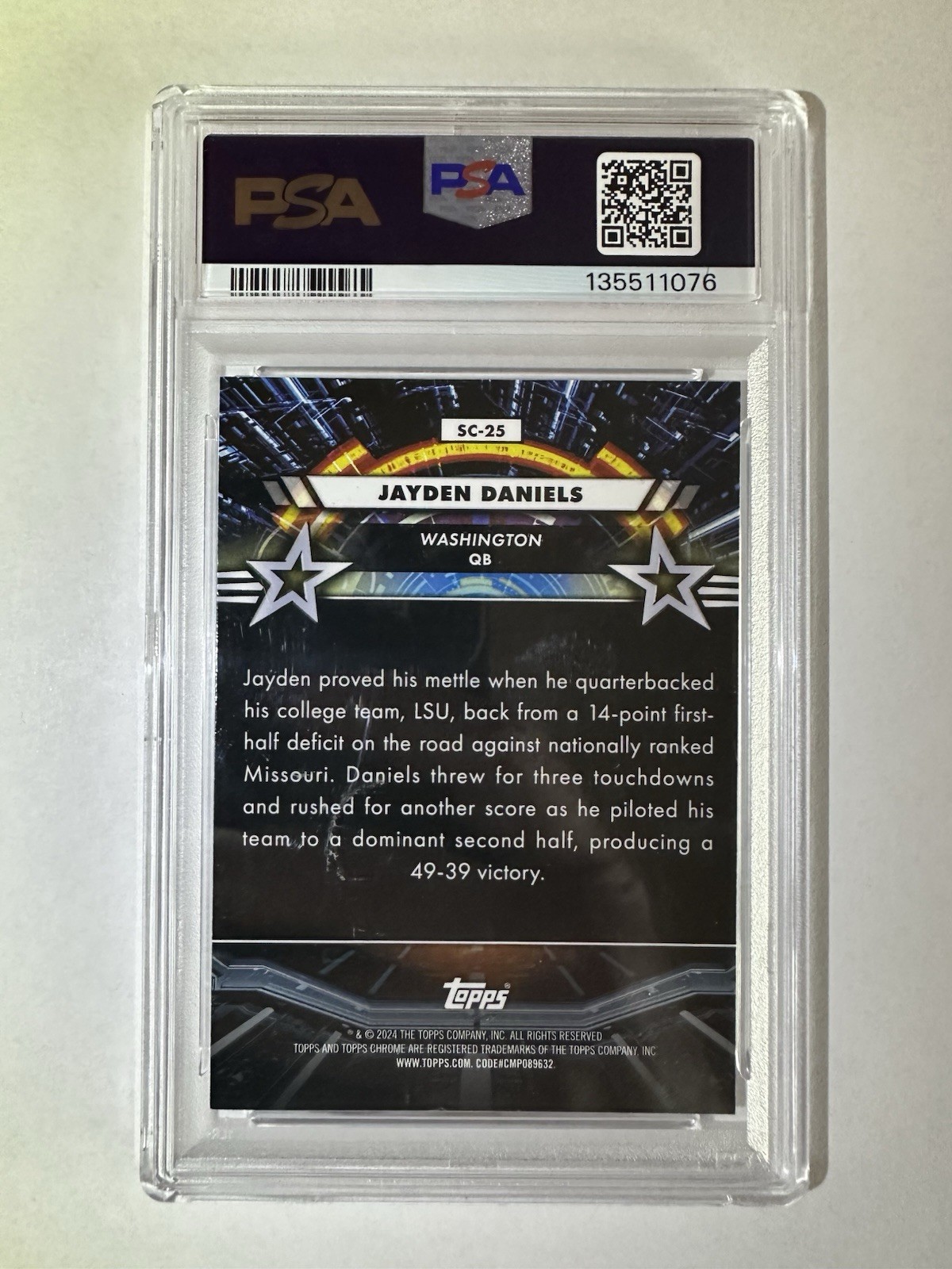 2024 Topps Cosmic Chrome Jayden Daniels Star Command RC!! Psa 9! view 2