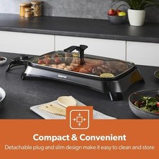 1600W Electric Barbecue Grill Hot Plate Smokeless Indoor BBQ Griddle Table top