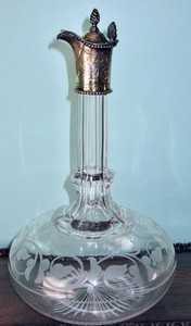 Frederic Purnell Wine Decanter Sterling Silver Glass Antique Victorian 1862