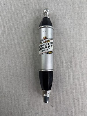 Miller Genuine Draft Light Beer Tap Handle MGD Black Silver 12'' Collectible