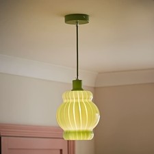 Glass Ceiling Light Fitting Green Stripe Hanging Pendant Living Room Lounge Lamp