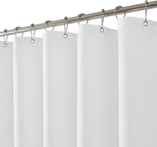Waterproof Fabric Shower Curtain Liner Washable White 72x72 With 3 Magnets Hooks