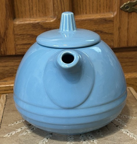 Vintage Marcrest Teapot Ovenproof Stoneware Baby Blue Made in USA - Picture 2 of 8
